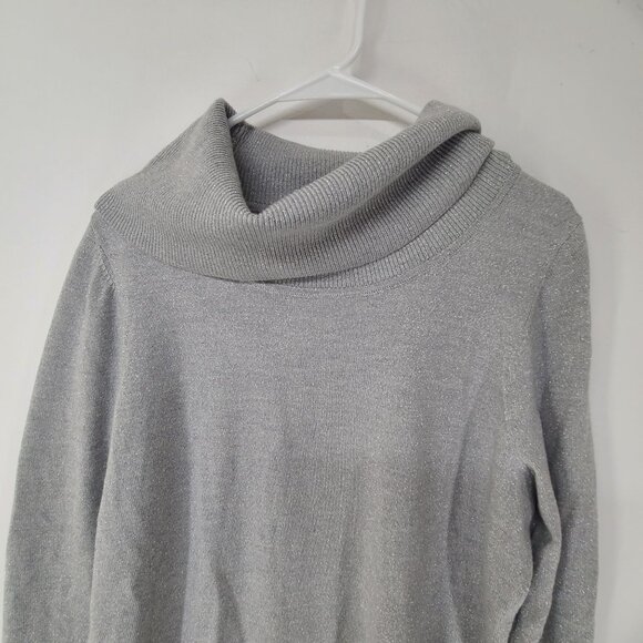Talbots Women's Merino Wool Shimmer Grey Cowl Neck Long Sleeve Sweater size 0X/ - Picture 4 of 7